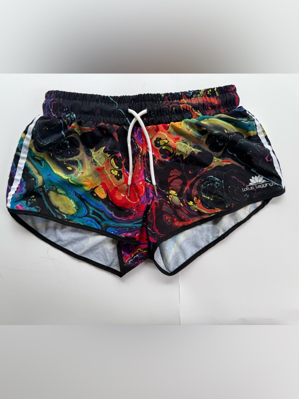 Lotus Leggings Women's Multicolor Marble Print Athletic Shorts Sz S SP42